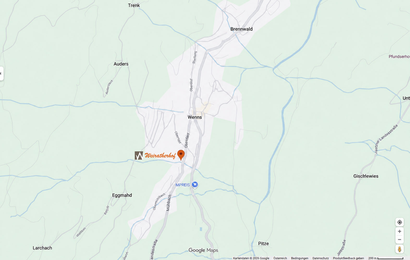 Anfahrt zum Weiratherhof in Google Maps